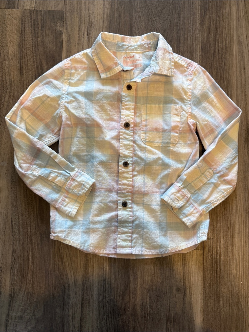 Cat & Jack Pastel Plaid Button-Down Shirt - Pink, Blue, Yellow